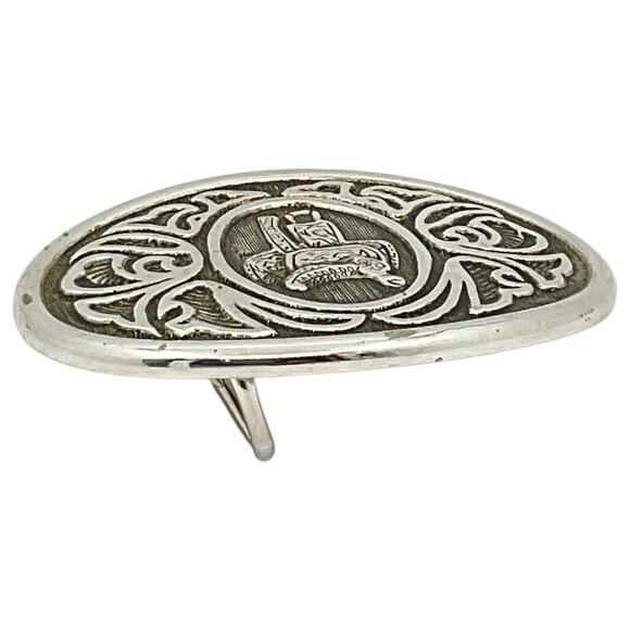 Western Saddle Belt Buckle Silvertone Avon Unisex Vintage Collectible - Picture 3 of 4